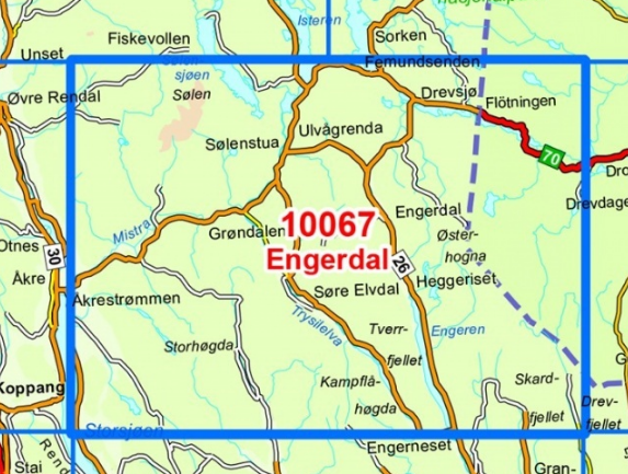 TOPO Wandelkaart 10067 - Engerdal- Hedmark - Nordeca AS