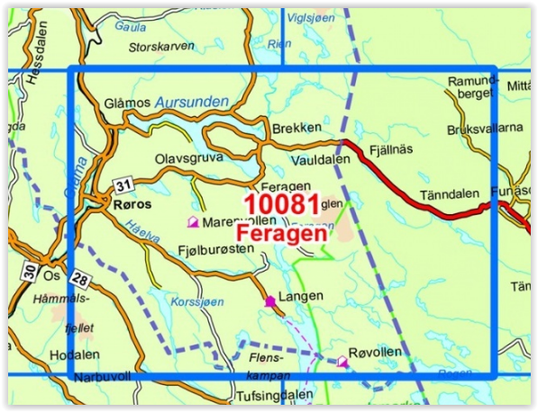 TOPO Wandelkaart 10081 - Feragen- Sør-Trøndelag - Nordeca AS