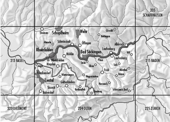 Topografische kaart 214 - Liestal Basel Zwitserland - Swisstopo