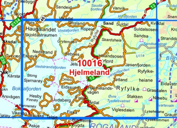 TOPO Wandelkaart 10016 - Hjelmeland- Rogaland - Nordeca AS