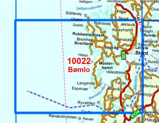 TOPO Wandelkaart 10022 - Bømlo- Hordaland - Nordeca AS