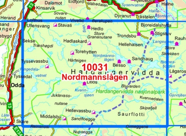 TOPO wandelkaart 10031 - Nordmannslagen- Hordaland - Nordeca AS