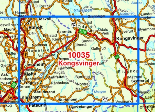 TOPO Wandelkaart 10035 - Kongsvinger- Hedmark - Nordeca AS
