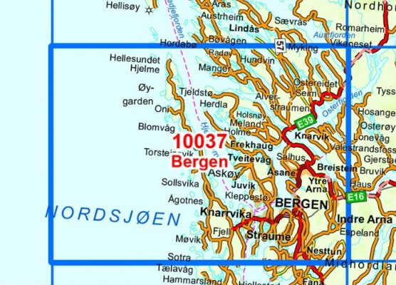 TOPO Wandelkaart 10037 - Bergen- Hordaland - Nordeca AS