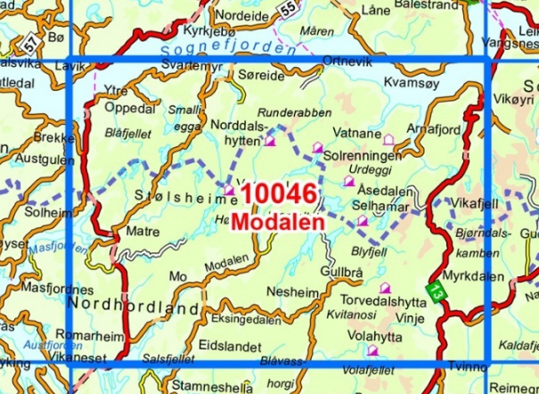 TOPO Wandelkaart 10046 - Modalen- Hordaland - Nordeca AS