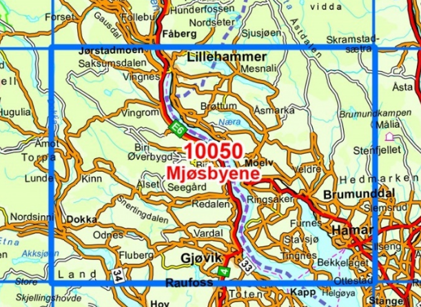 TOPO Wandelkaart 10050 - Mjøsbyene- Hedmark - Nordeca AS