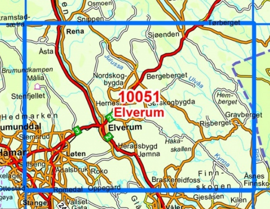 TOPO Wandelkaart 10051 - Elverum- Hedmark - Nordeca AS
