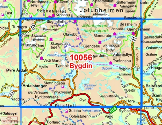 TOPO Wandelkaart 10056 - Bygdin-, Oppland - Nordeca AS