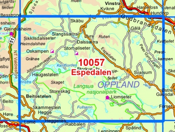TOPO Wandelkaart 10057 - Espedalen- Oppland - Nordeca AS