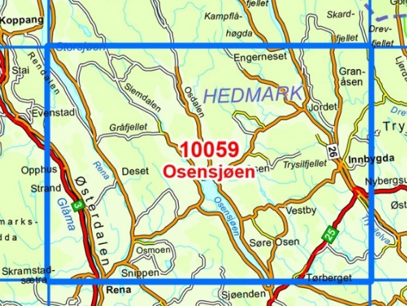 TOPO Wandelkaart 10059 - Osensjøen- Hedmark - Nordeca AS
