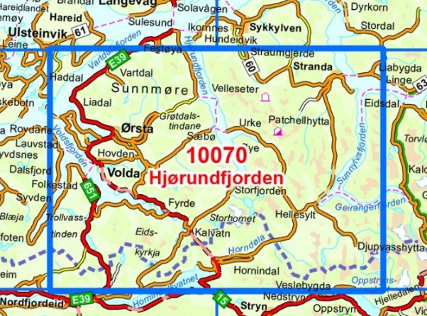 TOPO Wandelkaart 10070 - Hjørundfjorden- Møre og Romsdal -Nordeca