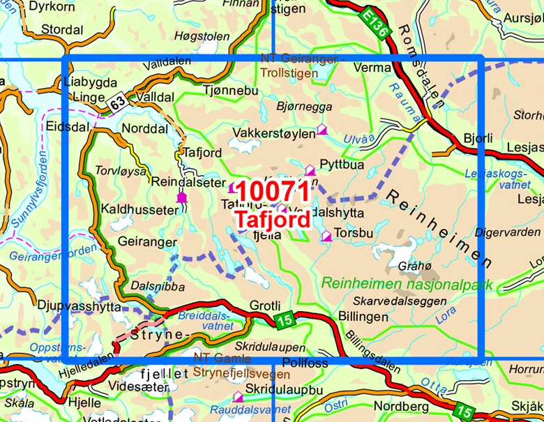 TOPO Wandelkaart 10071 - Tafjord- Møre og Romsdal - Nordeca AS