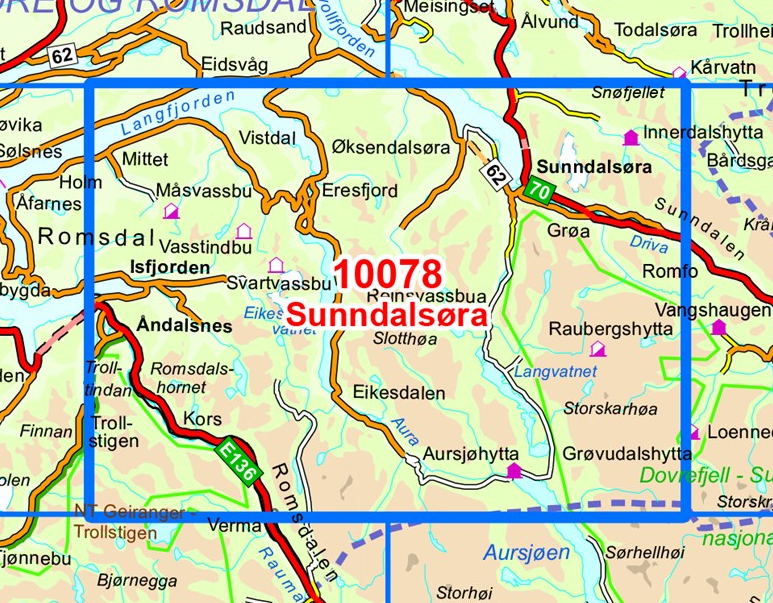 TOPO Wandelkaart 10078 - Sunndalsøra- Møre og Romsdal - Nordeca