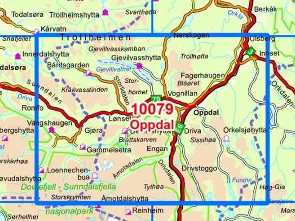 TOPO Wandelkaart 10079 - Oppdal- Sør-Trøndelag - Nordeca AS