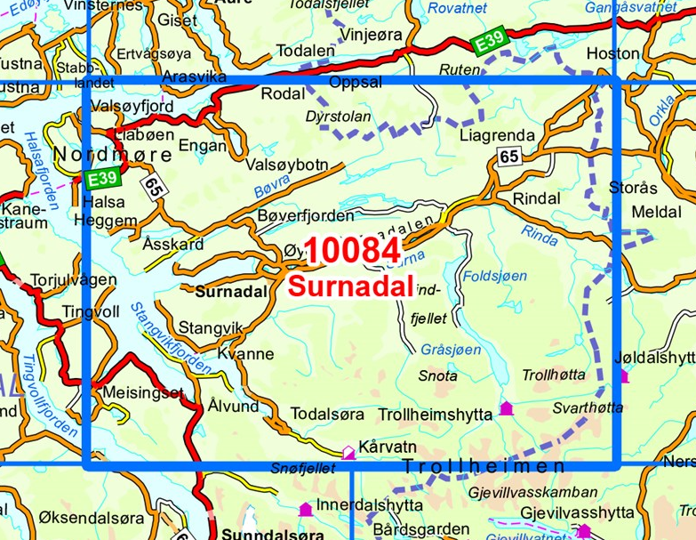 TOPO Wandelkaart 10084 - Surnadal- Møre og Romsdal - Nordeca AS