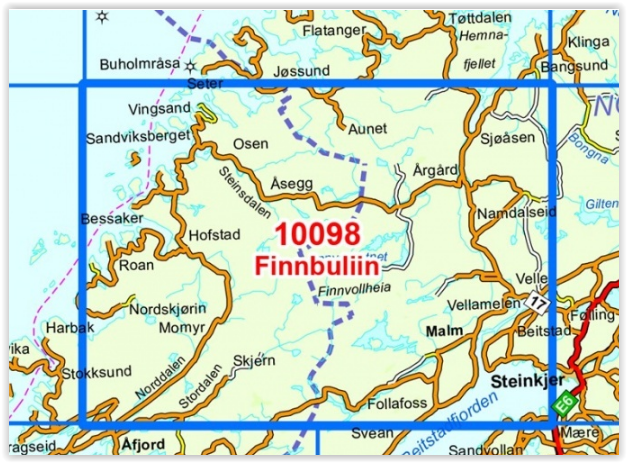 TOPO Wandelkaart 10098 - Finnbuliin- Sør-Trøndelag - Nordeca AS