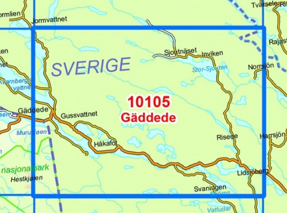 TOPO Wandelkaart 10105 - Gäddede- Jämtland - Nordeca AS