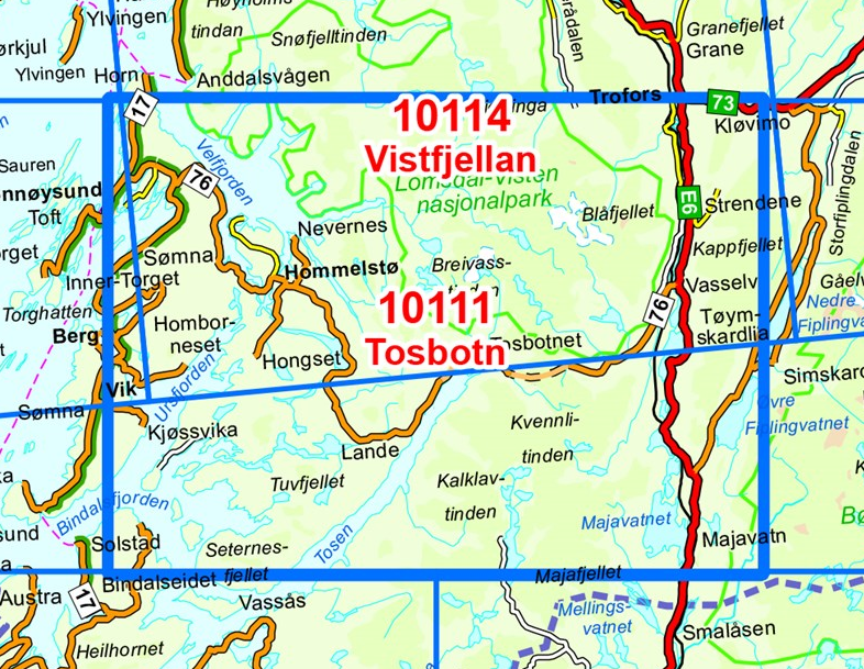 TOPO Wandelkaart 10111 - Tosbotn- Nordland - Nordeca AS