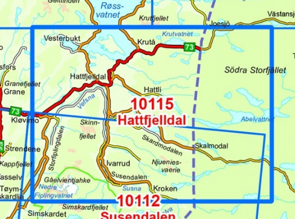TOPO Wandelkaart 10115 - Hattfjelldal- Nordland - Nordeca AS