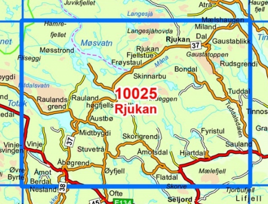 TOPO Wandelkaart 10025 - Rjukan- Telemark - Nordeca AS