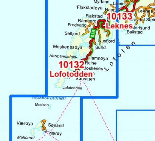 TOPO Wandelkaart 10132 - Lofotodden- Nordland - Nordeca AS