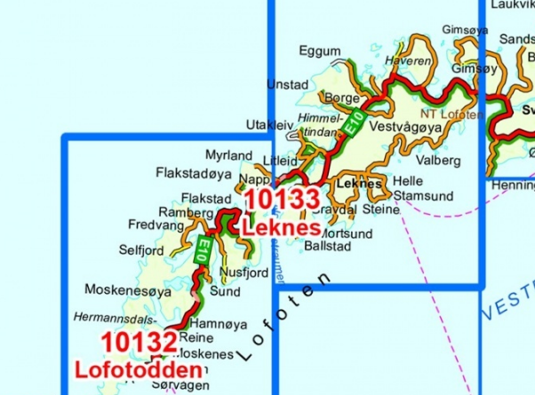 TOPO Wandelkaart 10133 - Leknes- Nordland - Nordeca AS