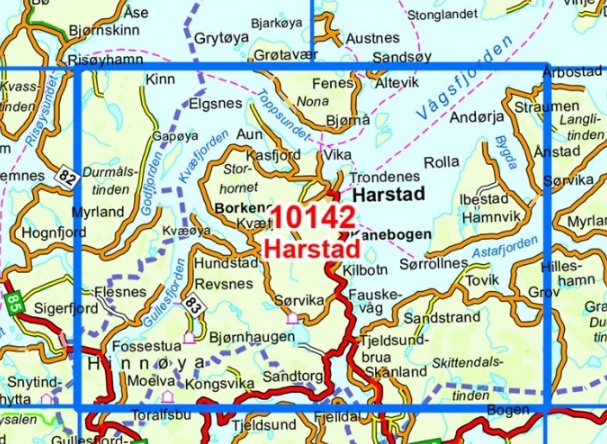 TOPO Wandelkaart 10142 - Harstad- Troms regio - Nordeca AS