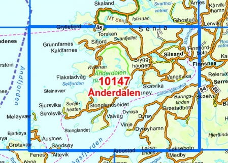 TOPO Wandelkaart 10147 - Anderdalen- Senja eiland - Nordeca AS