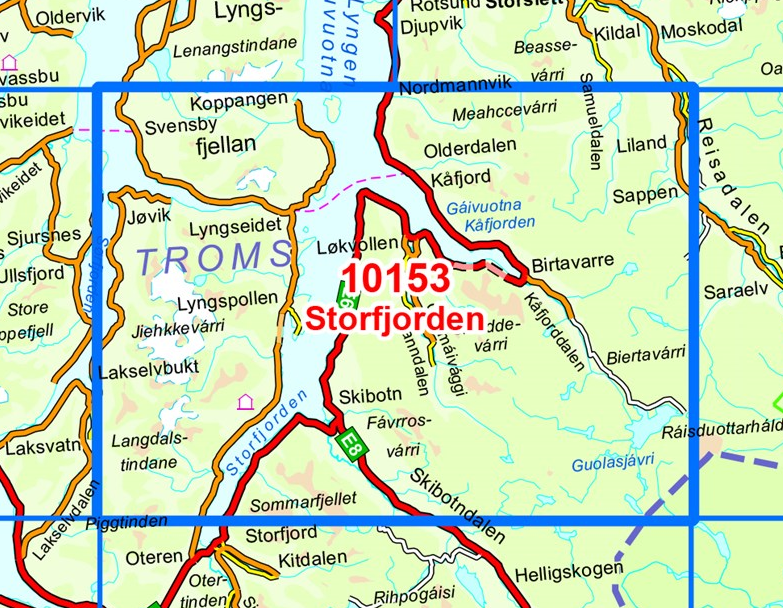 TOPO Wandelkaart 10153 - Storfjorden- Troms county - Nordeca AS