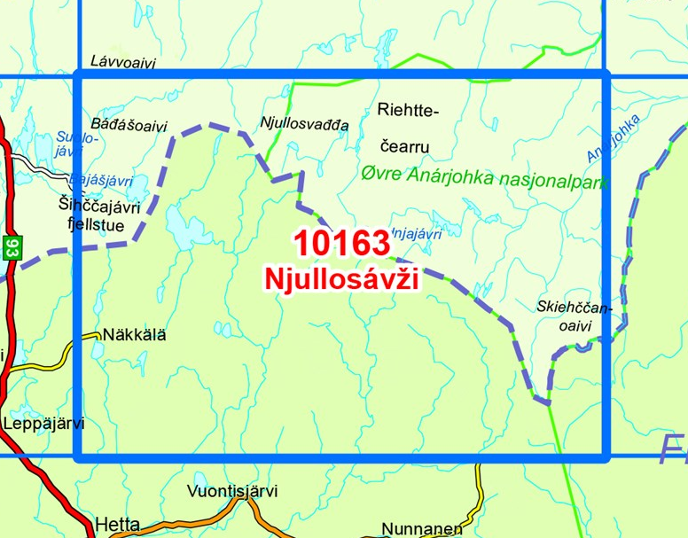 TOPO Wandelkaart 10163 - Njullosavzi- Finnmark - Nordeca AS
