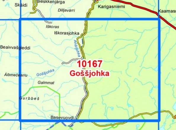 TOPO Wandelkaart 10167 - Gossjohka- Finmark - Nordeca AS