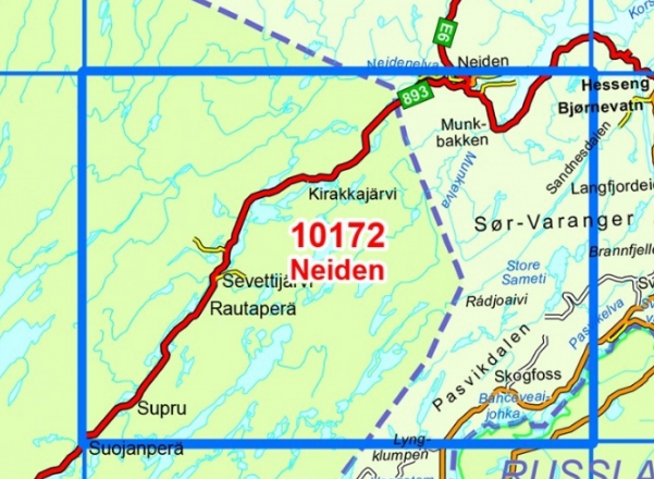TOPO Wandelkaart 10172 - Neiden- Finnmark - Nordeca AS