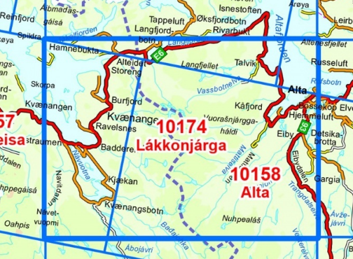 TOPO Wandelkaart 10174 - Lakkonjarga- Finnmark - Nordeca AS
