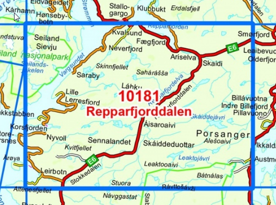 TOPO Wandelkaart 10181 - Repparfjorddalen- Finnmark - Nordeca AS