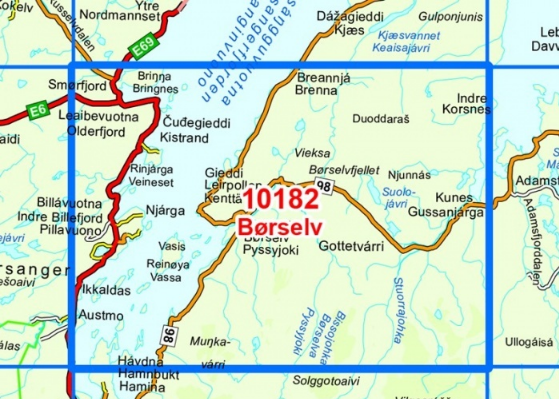 TOPO Wandelkaart 10182 - Borselv- Finnmark - Nordeca AS