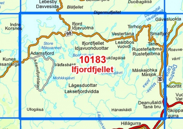 TOPO Wandelkaart 10183 - Ifjordfjellet- Finnmark - Nordeca AS