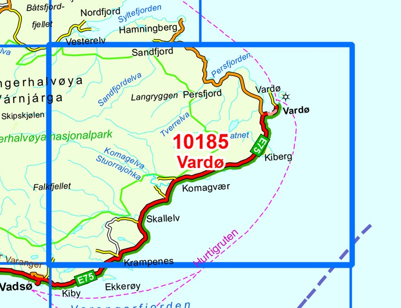 TOPO Wandelkaart 10185 - Vardø- Finnmark - Nordeca AS