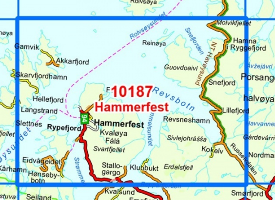 TOPO Wandelkaart 10187 - Hammerfest- Finnmark - Nordeca AS