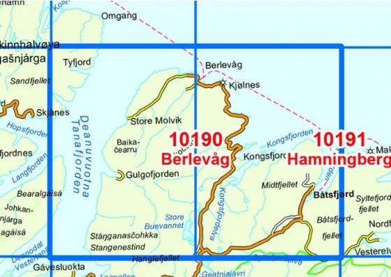 TOPO Wandelkaart 10190 - Berlevag- Finnmark - Nordeca AS