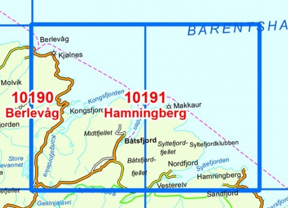 TOPO Wandelkaart 10191 - Hamningberg- Finnmark - Nordeca AS