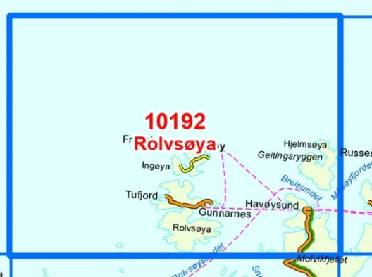 TOPO Wandelkaart 10192 - Rolvsoya- Finnmark - Nordeca AS