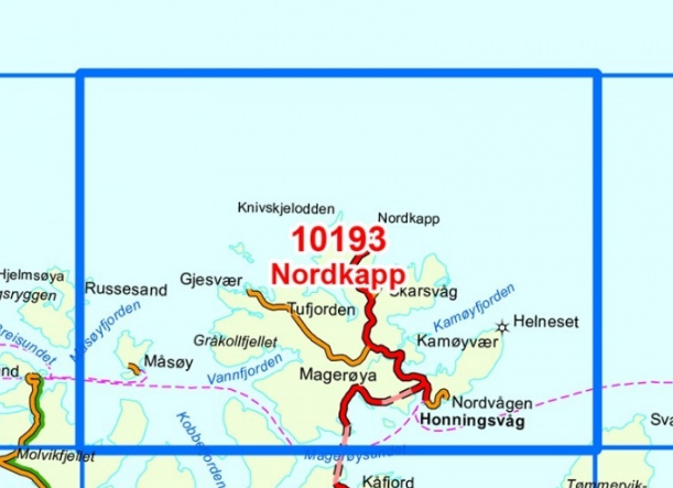 TOPO Wandelkaart 10193 - Nordkapp- Finnmark - Nordeca AS