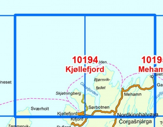 TOPO Wandelkaart 10194 - Kjøllefjord- Finnmark - Nordeca AS