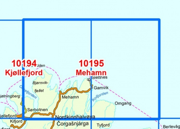 TOPO Wandelkaart 10195 - Mehamn- Finnmark - Nordeca AS