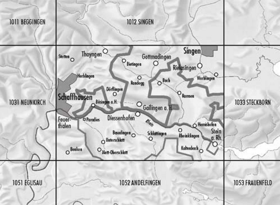 TOPO Wandelkaart 1032 - Diessenhofen Schaffhausen - Swisstopo