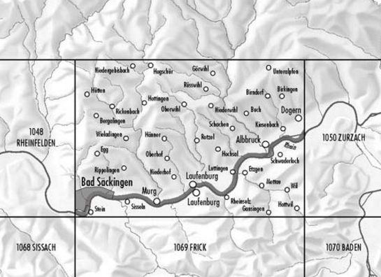 TOPO Wandelkaart 1049 - Laufenburg Aargau Zwitserland - Swisstopo