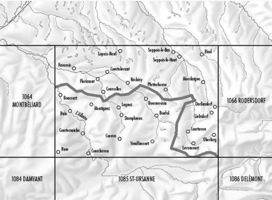 TOPO Wandelkaart 1065 - Bonfol Jura Zwitserland - Swisstopo