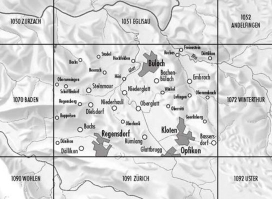 TOPO Wandelkaart 1071 - Bülach Zürich Zwitserland - Swisstopo
