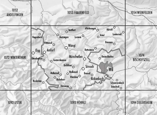 TOPO Wandelkaart 1073 - Wil Aargau Zwitserland - Swisstopo