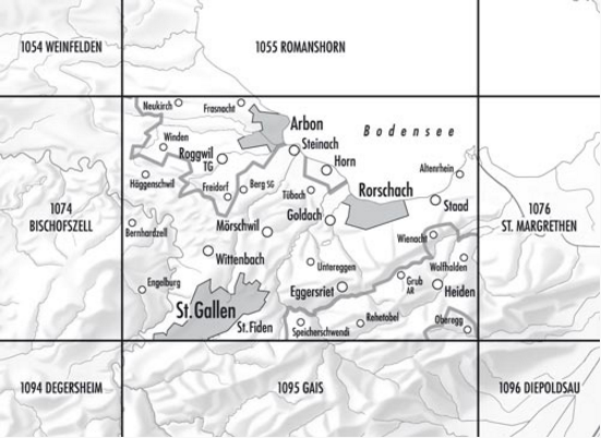 TOPO Wandelkaart 1075 - Rorschach Sankt-Gallen - Swisstopo